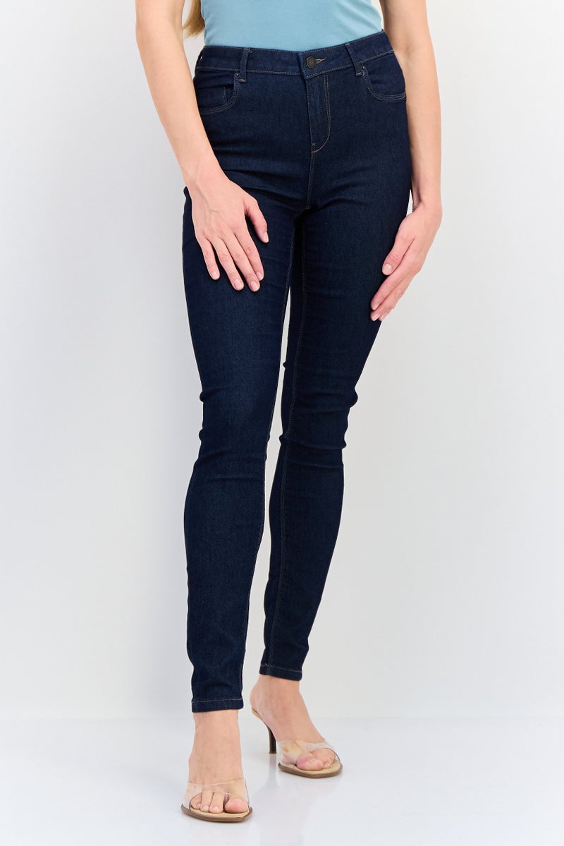 VERO MODA جينز ضيق مغسول قابل للتمدد للنساء من فيرو مودا، أزرق داكن - Image 1