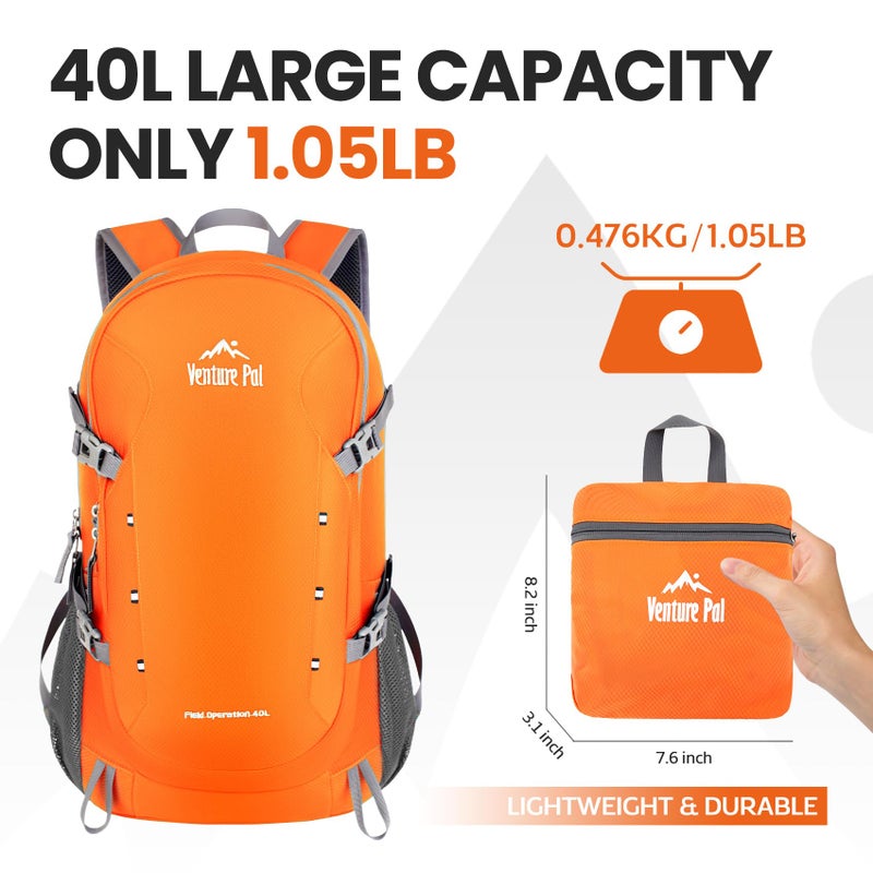 Venture Pal 40L Lightweight Packable Travel Hiking Backpack Daypack - Image 5