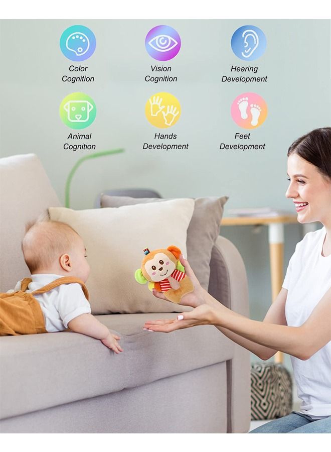 happymonkey Newborn Baby Soft Rattle, Hand Bracelet Wrist Rattle Toy Foot Finder Sock, Arm Leg Babies Development Toys for Infant Bebe Boy & Girl (Elephant & Monkey)  - Image 4