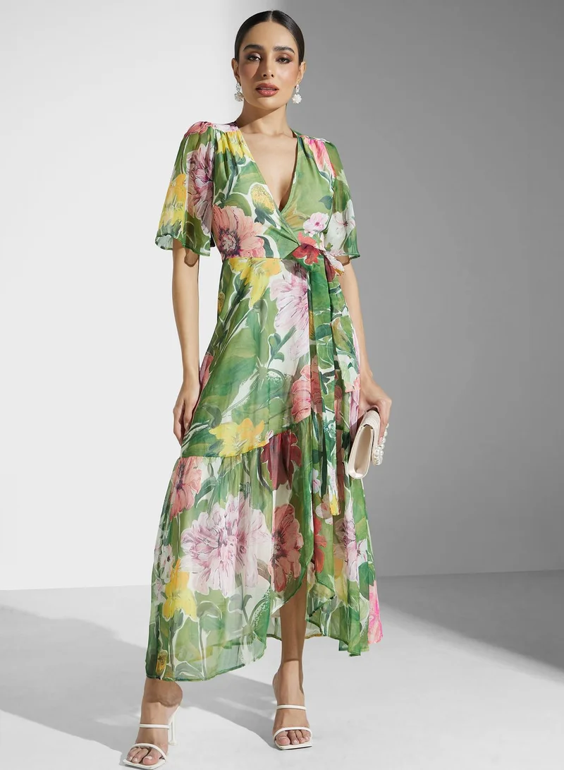 Hope & Ivy Floral Chiffon Dress