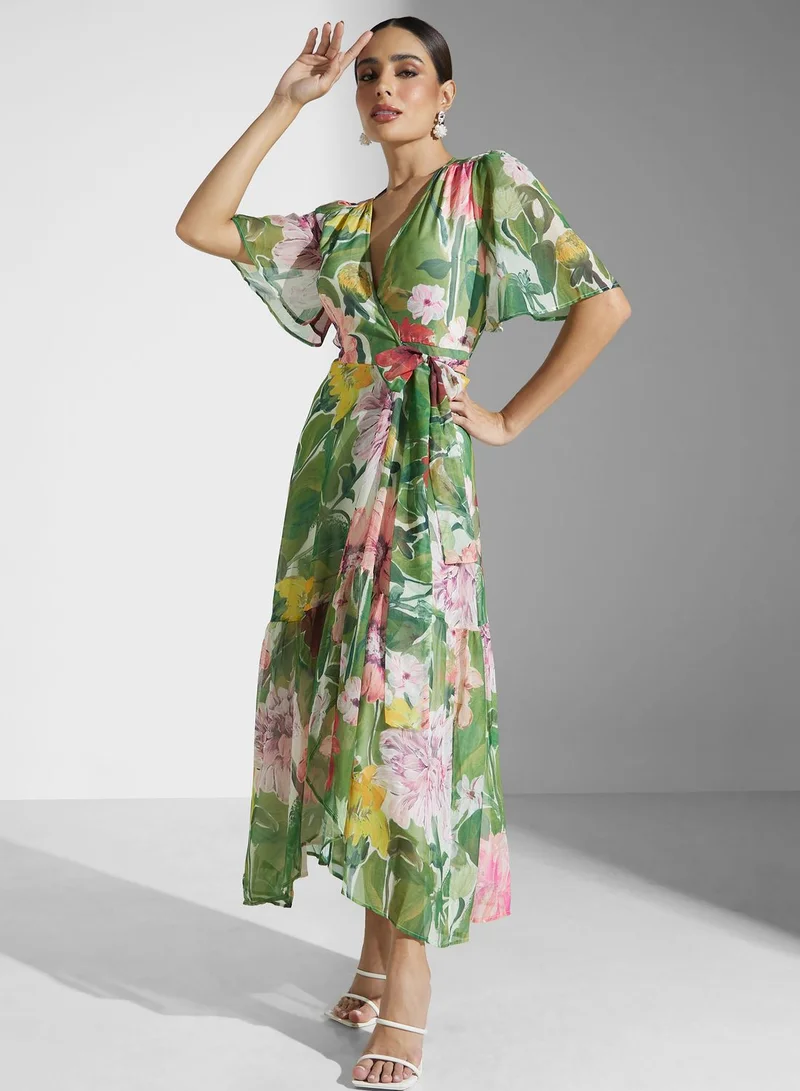 Hope & Ivy Floral Chiffon Dress