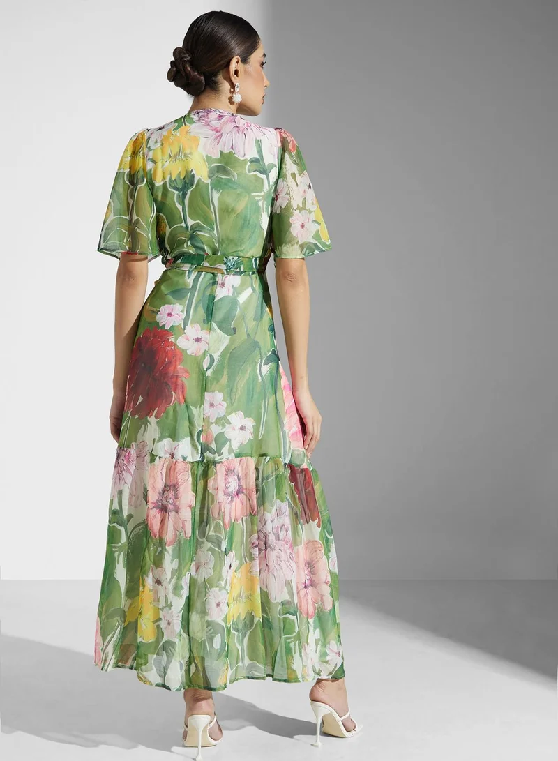 Hope & Ivy Floral Chiffon Dress