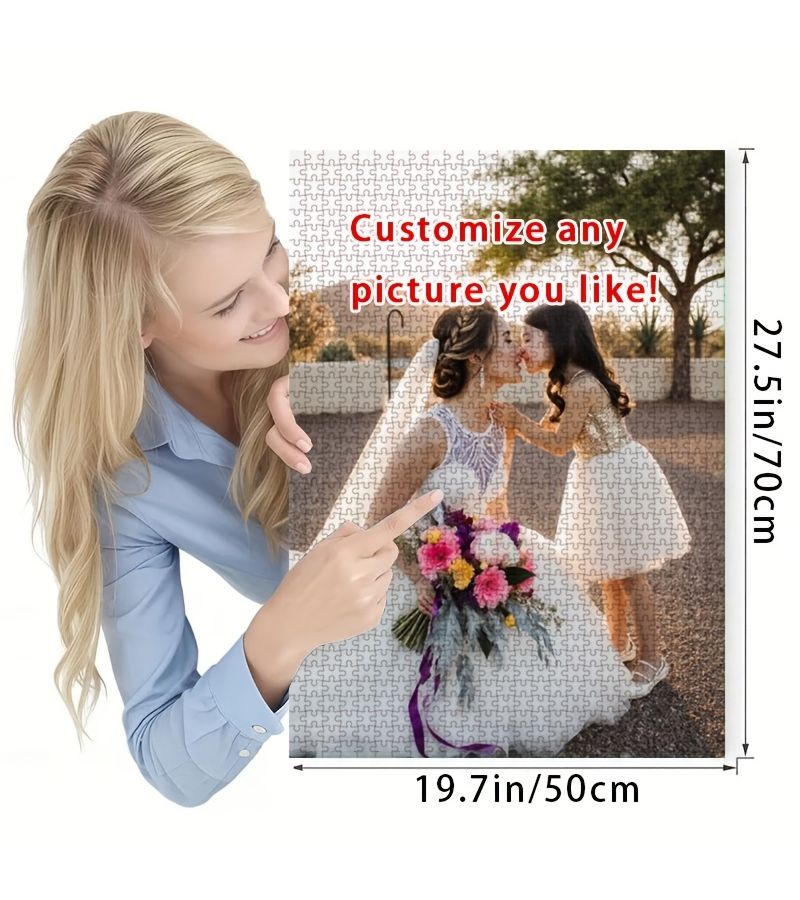 هدية شخصية ألغاز تركيب مكونة من 1000 قطعة، تصميم صورة شخصية DIY، تذكار سفر وحفلات، كبير وعمودي مقاس 50×70 سم / 19.7×27.5 بوصة، بدون إطار - Image 2