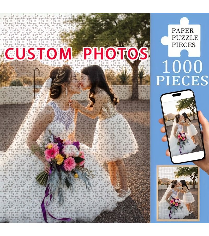 هدية شخصية ألغاز تركيب مكونة من 1000 قطعة، تصميم صورة شخصية DIY، تذكار سفر وحفلات، كبير وعمودي مقاس 50×70 سم / 19.7×27.5 بوصة، بدون إطار - Image 1