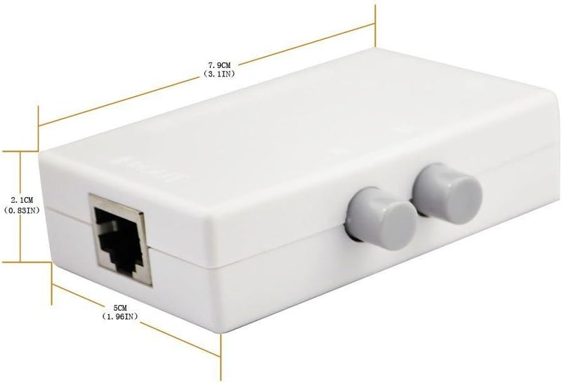 SinLoon RJ45 Splitter Selector Switch 2 Ports Network Switch Splitter Selector Hub 2in 1Out or 1in 2Out 100M t 2Way RJ45 Ethernet Network SinLoon Push Button Metal Mini Switch Box - Image 2