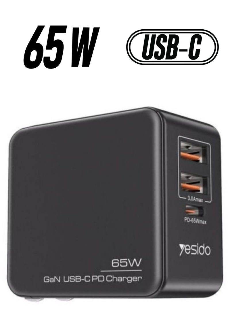 Yesido Gan 3 In 1 Combo 65W Mini Quick Charger - Image 1