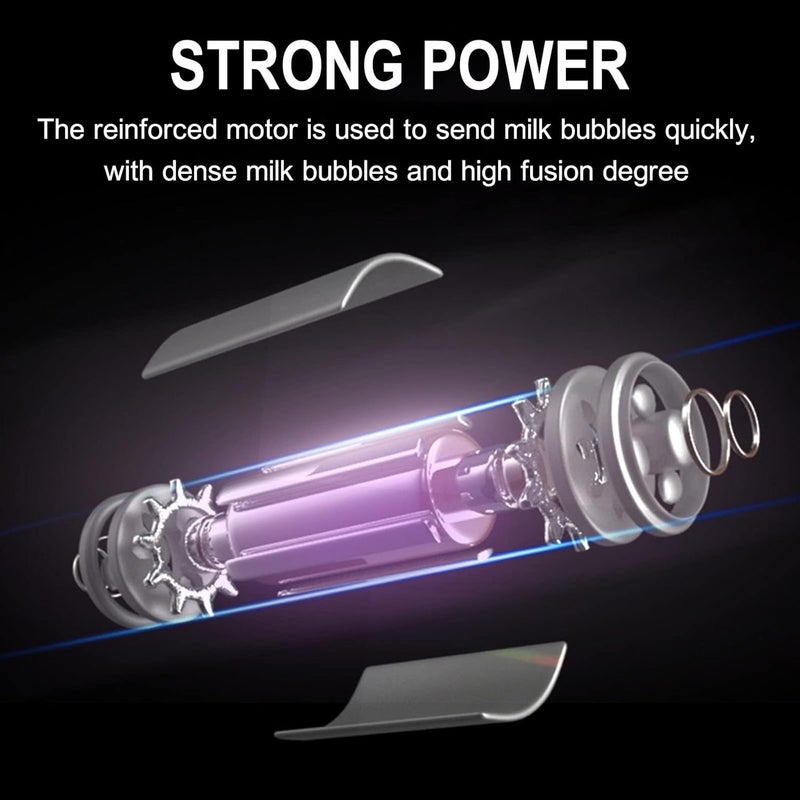 klarako Milk Frother, Electric Foam Maker Whisk Mixer Milk Bubbler, Portable Coffee Frother Mini Blender for Coffee Latte Cappuccino Frappe Matcha Hot Chocolate (Black) - Image 4