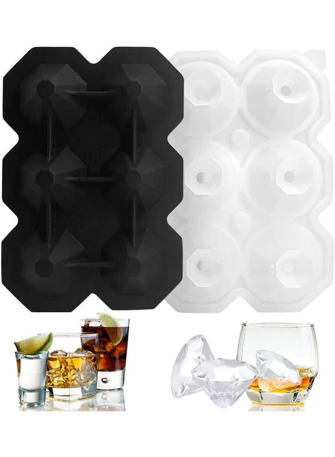 IBAMA ICEDMD17-BK 8 Cavity Reusable Ice Cube Tray Diamond Ice Mold Maker Silicone Ice Ball Mold, Easy Release Ice Cube Molds Trays for Cocktails, Juice, Whiskey, Beverage, Beer, BPA Free (Black) - Image 1