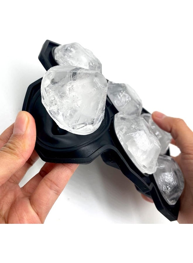 IBAMA ICEDMD17-BK 8 Cavity Reusable Ice Cube Tray Diamond Ice Mold Maker Silicone Ice Ball Mold, Easy Release Ice Cube Molds Trays for Cocktails, Juice, Whiskey, Beverage, Beer, BPA Free (Black) - Image 2