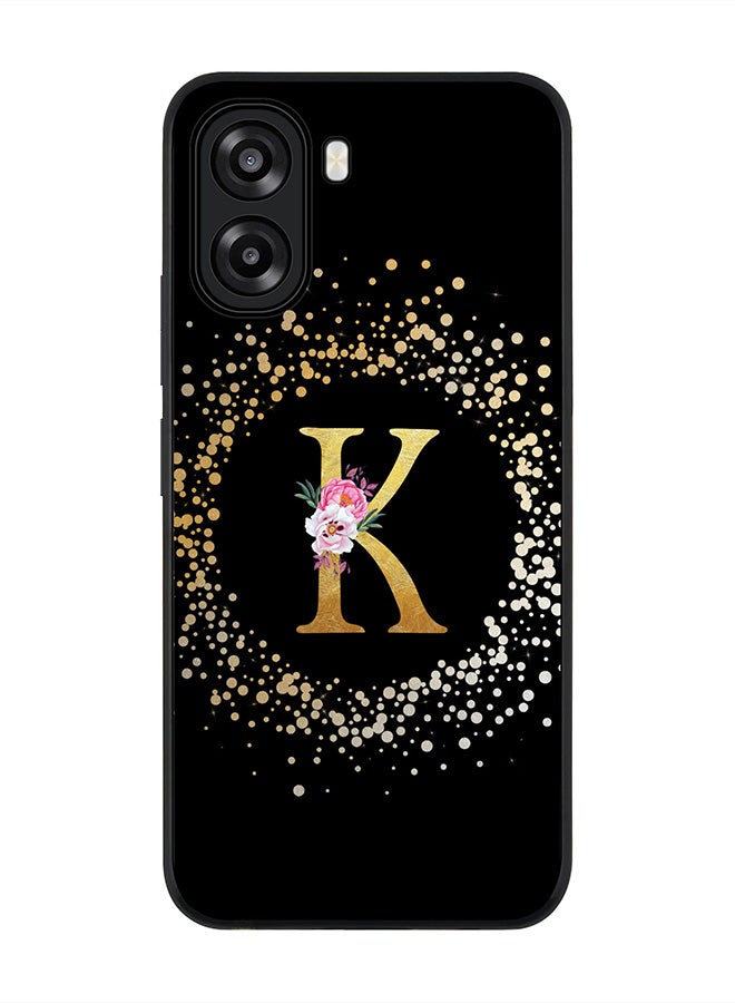 Stylizedd For Oppo A6t 5G / A6t 4G Case,Slim fit Camera Protection, Shockproof Thin Phone cover  - Custom Monogram Floral - K ( Black ) - Image 1