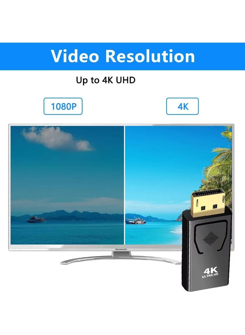 محول 4K من DisplayPort إلى HDMI (عدد 2)، محول أحادي الاتجاه من DP ذكر إلى HDMI أنثى، دقة Ultra HD 3840x2160 بتردد 30Hz، موصلات مطلية بالذهب، متوافق مع أجهزة سطح المكتب والشاشات من Dell و HP و Lenovo - Image 4