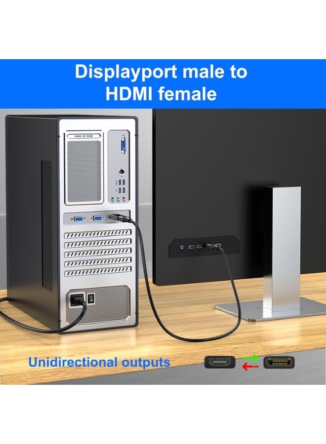 محول 4K من DisplayPort إلى HDMI (عدد 2)، محول أحادي الاتجاه من DP ذكر إلى HDMI أنثى، دقة Ultra HD 3840x2160 بتردد 30Hz، موصلات مطلية بالذهب، متوافق مع أجهزة سطح المكتب والشاشات من Dell و HP و Lenovo - Image 2