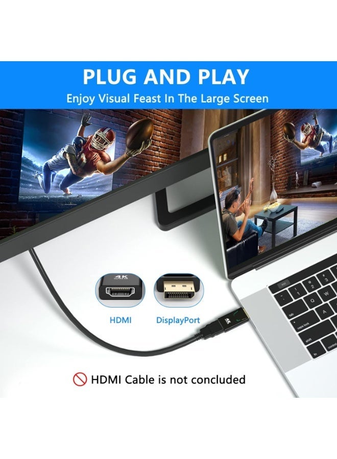 محول 4K من DisplayPort إلى HDMI (عدد 2)، محول أحادي الاتجاه من DP ذكر إلى HDMI أنثى، دقة Ultra HD 3840x2160 بتردد 30Hz، موصلات مطلية بالذهب، متوافق مع أجهزة سطح المكتب والشاشات من Dell و HP و Lenovo - Image 3