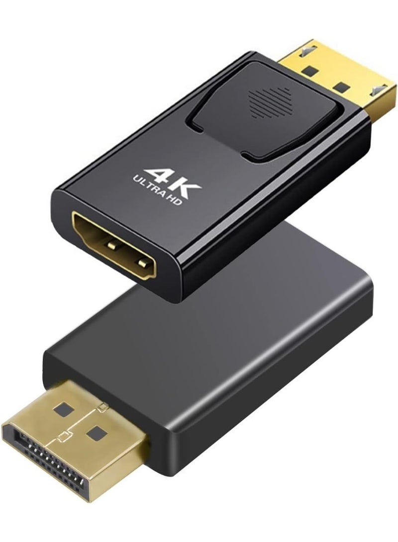 محول 4K من DisplayPort إلى HDMI (عدد 2)، محول أحادي الاتجاه من DP ذكر إلى HDMI أنثى، دقة Ultra HD 3840x2160 بتردد 30Hz، موصلات مطلية بالذهب، متوافق مع أجهزة سطح المكتب والشاشات من Dell و HP و Lenovo - Image 1