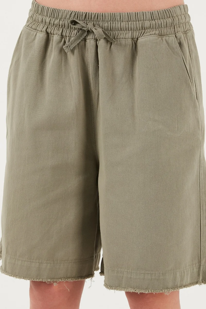 ليلا Cotton Standard Fit Regular Waist Tied Pocket Shorts Women's Shorts 668YP5326