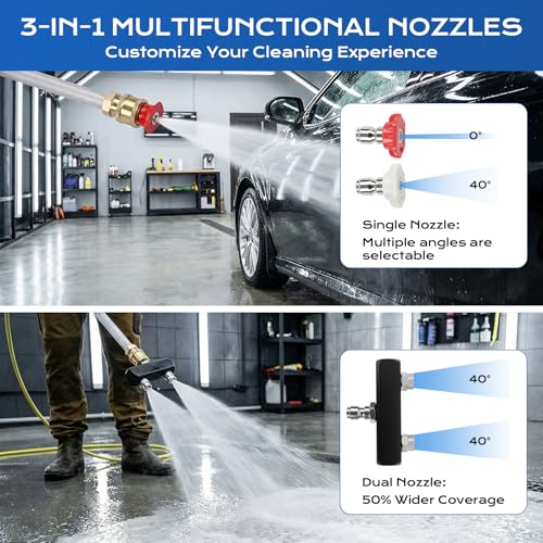 Ruirgo Jet Nozzle High Pressure Hose Nozzle, 2026 Upgraded Extendable Power Washer Wand with 2 Spray Jet Hose and 1 High Pressure Dual Nozzle Washer Tools for Garden Hose, Car Washing, Patio and Floor - Image 4
