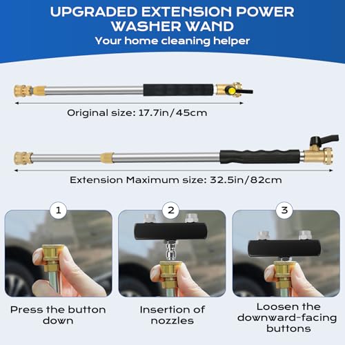 Ruirgo Jet Nozzle High Pressure Hose Nozzle, 2026 Upgraded Extendable Power Washer Wand with 2 Spray Jet Hose and 1 High Pressure Dual Nozzle Washer Tools for Garden Hose, Car Washing, Patio and Floor - Image 2