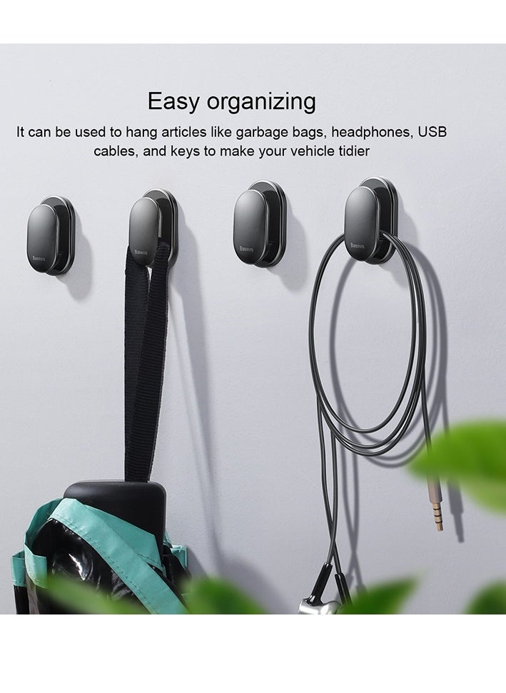 Baseus Car Mini Hooks, Auto Adhesive Hooks, 4Pcs ABS 3M Strong Adhesion Car Storage Hooks Stick on Dashboard Automotive Interior Accessories for Earphones, Charging Cables, Keys, Bags, Purse, Hat and More  - Image 3