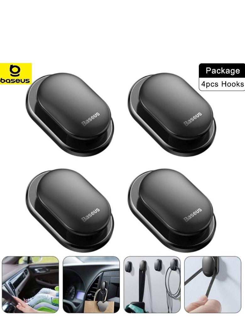 Baseus Car Mini Hooks, Auto Adhesive Hooks, 4Pcs ABS 3M Strong Adhesion Car Storage Hooks Stick on Dashboard Automotive Interior Accessories for Earphones, Charging Cables, Keys, Bags, Purse, Hat and More  - Image 1