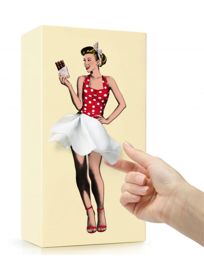 PLAYABLE ART Flying Skirt Tissue Box (The Original Museum Featured Tissue Holder) - Charming Vintage Pop Art, Restyles After Each Dispense, Metal Weighted w/Inner Case, Gift Box - Designed by Spextrum® (Sweet)  - Image 1