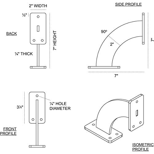 Ekena Millwork دعامة برادفورد Ekena Millwork BKTM02X07X07BRSS مقاس 2 إنش عرض × 7 إنش عمق × 7 إنش ارتفاع، من الفولاذ المقاوم للصدأ - Image 2