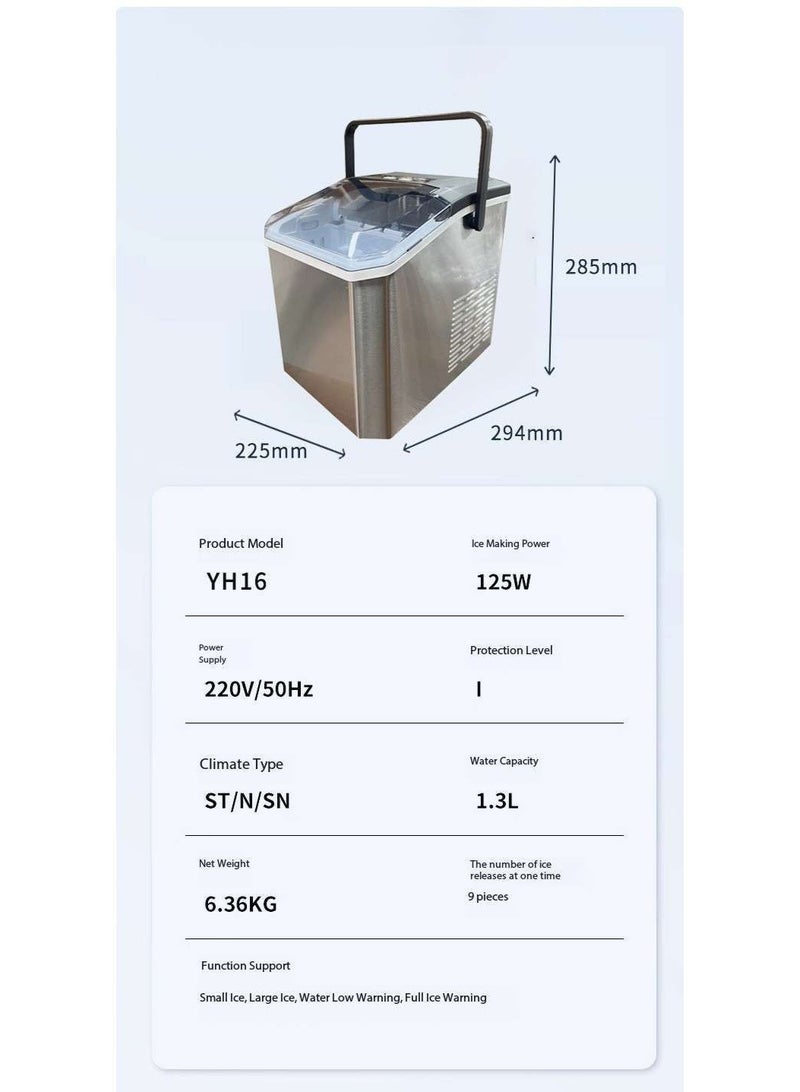 Ding Zap Automatic ice maker, produces 12 kg of ice per 24 hours, self-cleaning function, comes with an ice scoop and ice basket, produces 9 ice cubes in 6 minutes, 1.3-litre water tank, 0.6-litre ice basket capacity, 125-watt power, portable compact ice maker, suitable for home kitchens, offices, parties and other occasions - Image 4