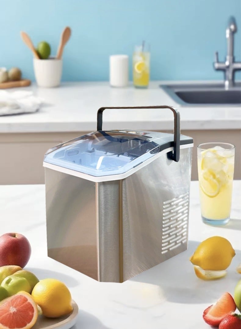 Ding Zap Automatic ice maker, produces 12 kg of ice per 24 hours, self-cleaning function, comes with an ice scoop and ice basket, produces 9 ice cubes in 6 minutes, 1.3-litre water tank, 0.6-litre ice basket capacity, 125-watt power, portable compact ice maker, suitable for home kitchens, offices, parties and other occasions - Image 1
