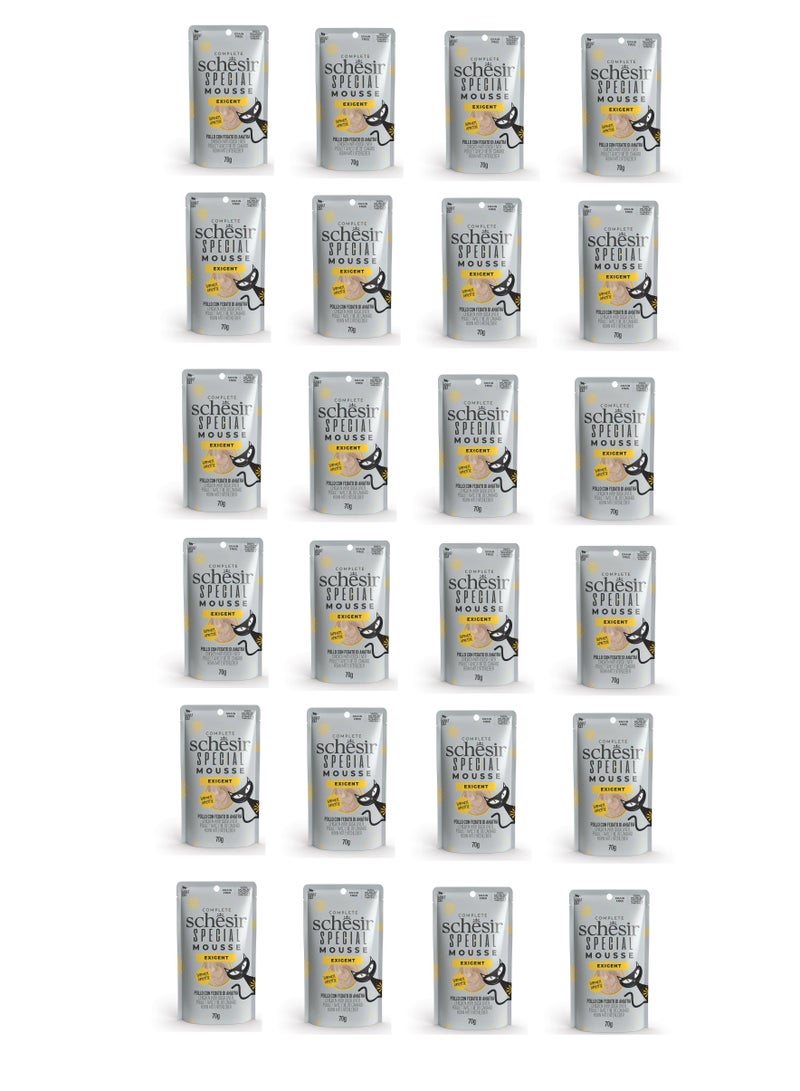 شيسر مجموعة من 24 قطعة طعام رطب للقطط مع موس كبد البط والدجاج في كيس - 70 جرام - Image 1