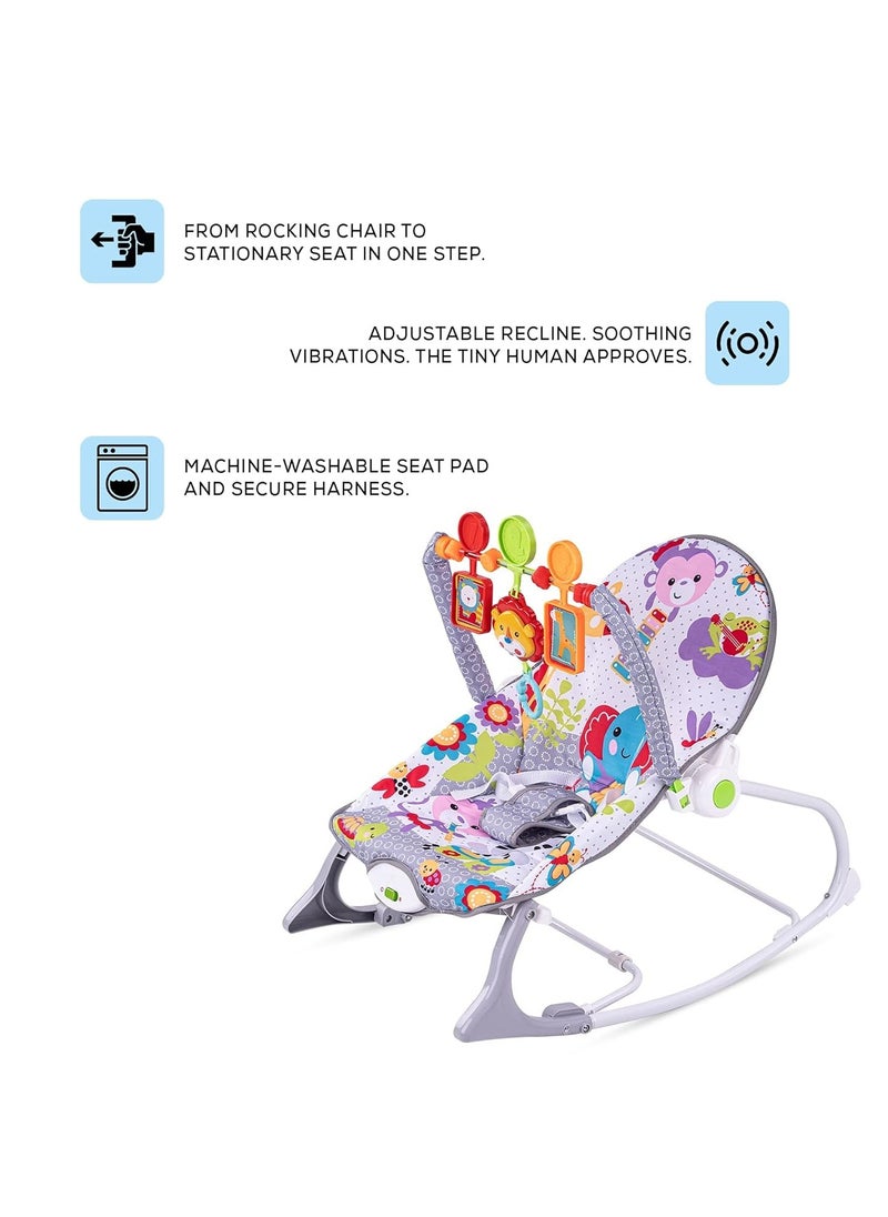 BLOOMING TIME - Baby Rocker and Bouncer Chair with Soothing Vibrations, Multi-Position Recline Portable Bouncer - Image 1