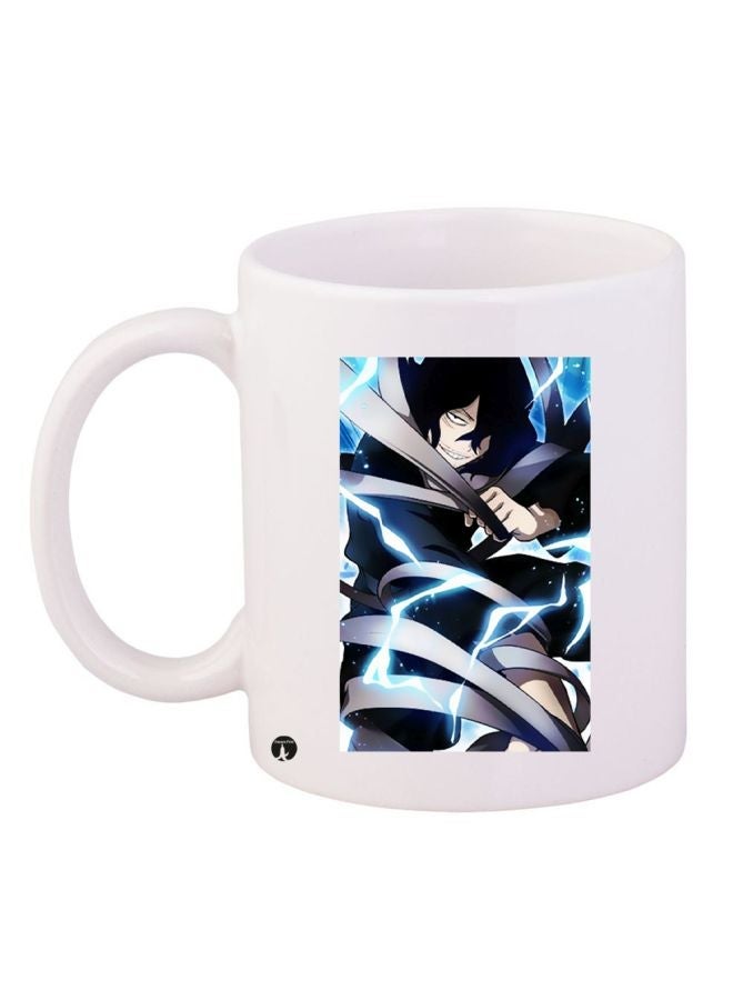 Cartoon Printed Coffee Mug White/Blue/Grey 11ounce