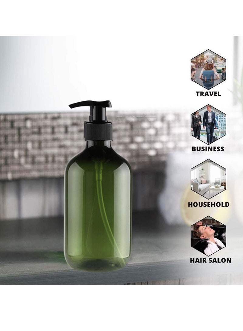 erorex Dispenser Shampoo Pump Bottle Hand Gel Refillable Empty Amber PET Plastic Shampoo  Conditioner   Wash Shower for Bathroom  Kitchen  Office  Laundry Room  Lotions and More 2PCS 500ml  Green - Image 3