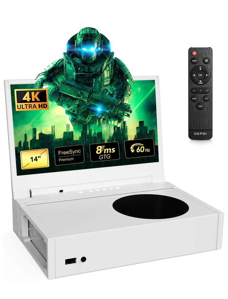 DEPGI 4K 14 Portable Gaming Monitor IPS Screen for Xbox Series Snot Included with Remote Control Portable Monitor with HDR10 AMD FreeSync 2X HDMI for Indoor Outdoor Travel