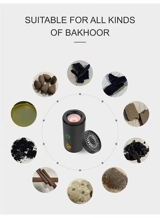 Electric Bakhoor Incense Burner with Quran Speaker – 2-in-1 Portable USB Rechargeable Smart Incense Burner for Home, Office & Car – Perfect for Ramadan - Image 2
