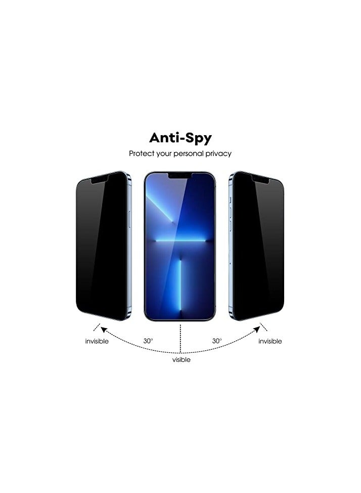 جي تيك واقي شاشة للخصوصية من JETech لهاتف iPhone 13 Pro Max مقاس 6.7 بوصة مع واقي عدسة الكاميرا، طبقة زجاجية مقاومة للتجسس، أداة سهلة التركيب، عبوتان لكل قطعة - Image 3