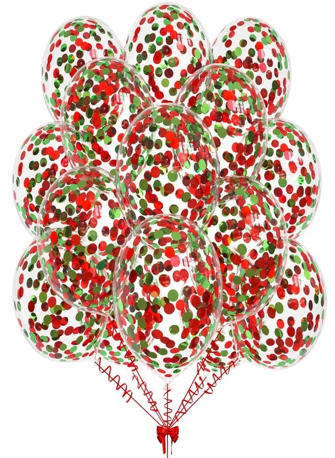 KALOR 50pcs Red and Green Foil Confetti Balloons,12 inch Latex Balloon with Red Black Confetti Inside for Birthday Family Party Wedding Party Baby Shower Decoration Supplies - Image 1
