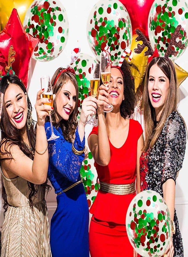 KALOR 50pcs Red and Green Foil Confetti Balloons,12 inch Latex Balloon with Red Black Confetti Inside for Birthday Family Party Wedding Party Baby Shower Decoration Supplies - Image 2