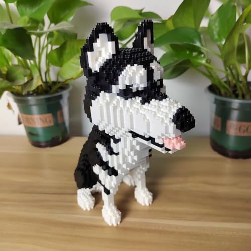 alltogetho 9inch Hight Husky Dog Model Micro Mini Building Blocks Set A Fun Gift Educational Recreational Toy for Pet Lovers - Image 5