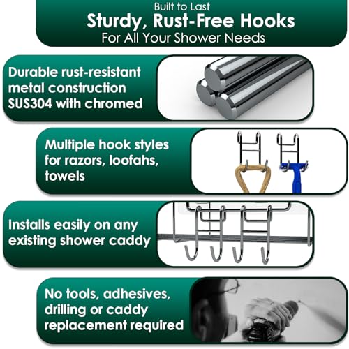 Jovware Shower Caddy Hook Helmet Fence Hooks Hook Caddy Hooks for Hanging Wires Hooks for Wire Shelves Heavy Duty Rustproof Hook Utility Hooks 4 Pack Silver - Image 3
