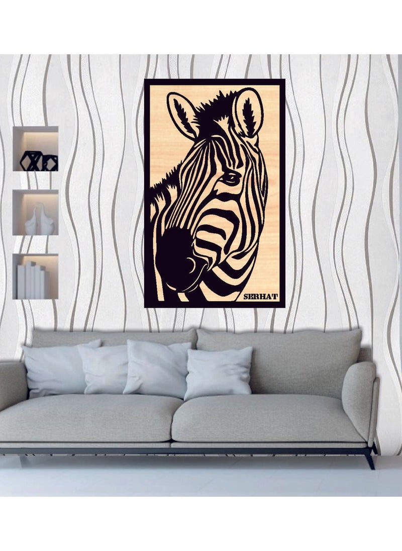 Hediyelikevi Personalized Zebra 2 Wooden Wall Painting  - Image 1
