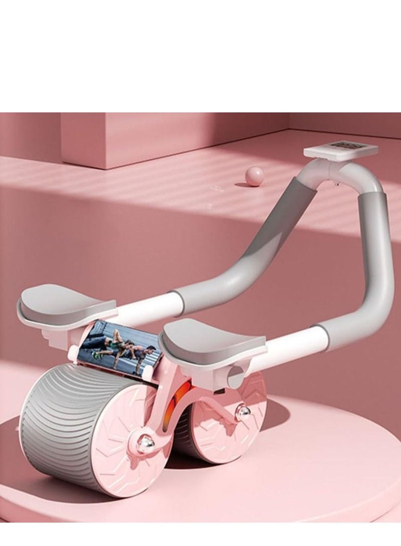 Generic Exercise Wheels Ab Workout Equipment Abdominal Core Strength Training for Home Workouts with Elbow Support Timer Automatic Rebound Exercise Ab Wheel 