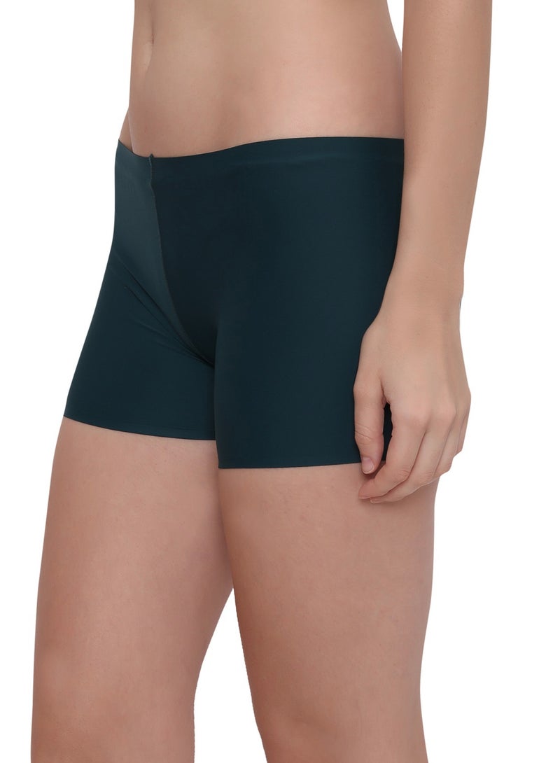 Glamroot Women's Ice Silk Seamless Boyshort Panty, Free Size, Maroon/Dark Green - Image 4
