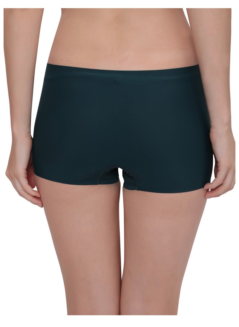 Glamroot Women's Ice Silk Seamless Boyshort Panty, Free Size, Maroon/Dark Green - Image 3