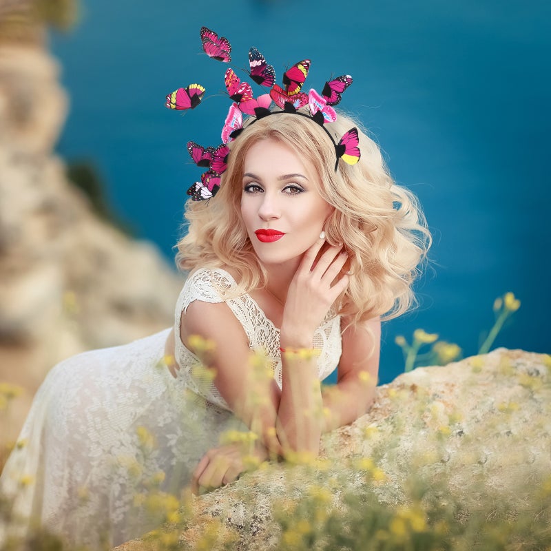 🧸 عصابة رأس هالوين مزينة بفراشات تصميم عصري للنساء والأطفال مقاس 21 سم - Image 2