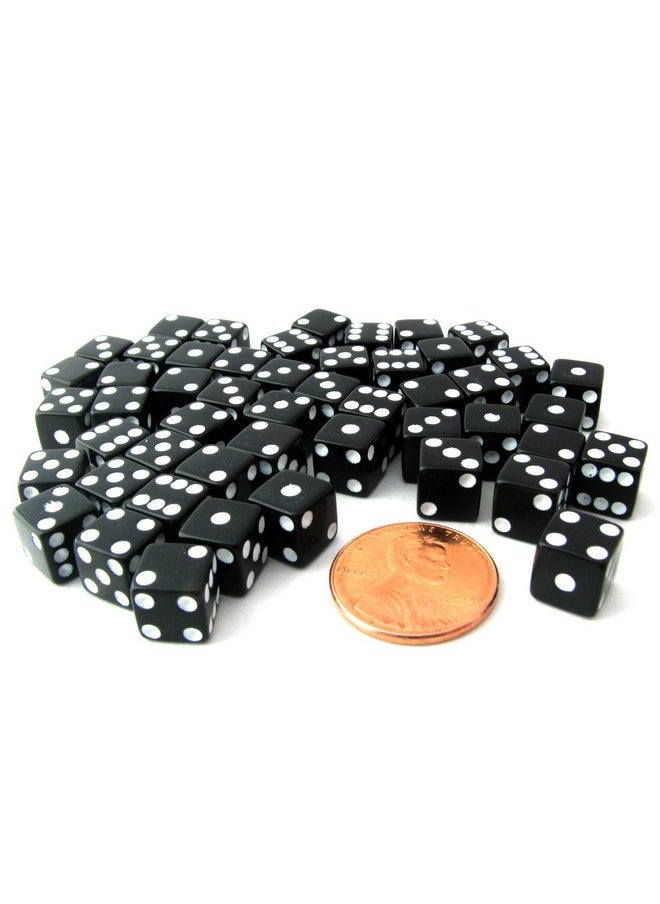Koplow Games Set of 50 8mm Six-Sided D6 Small Square-Edge Dice - Black with White Pips