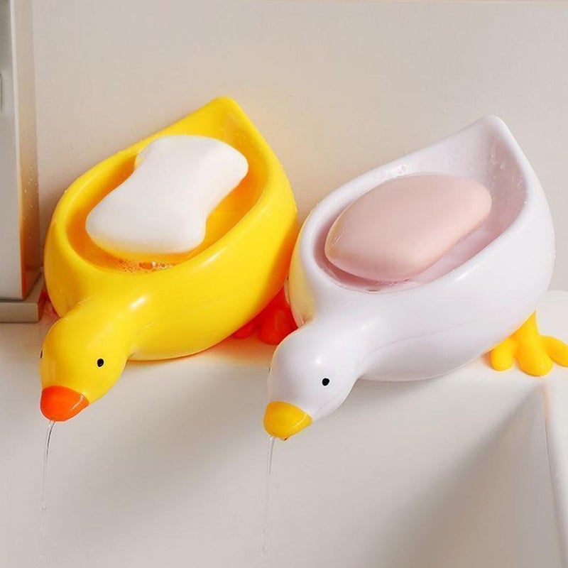 Cute duck-shaped soap dish for bathroom sink, draining and storing soap. - Image 3