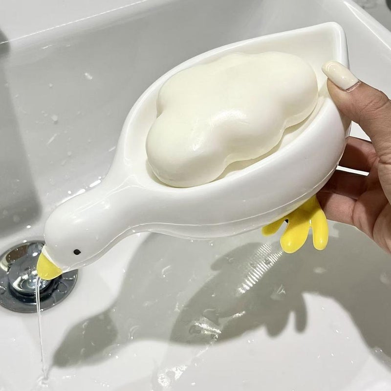 Cute duck-shaped soap dish for bathroom sink, draining and storing soap. - Image 5