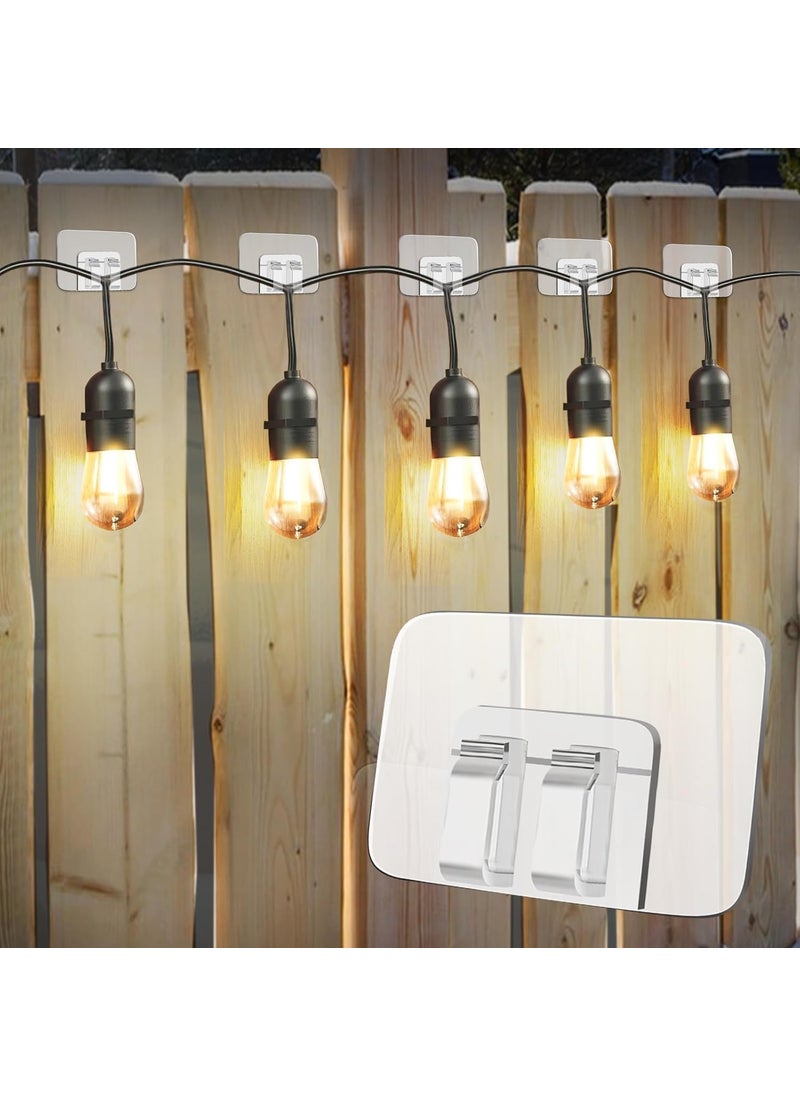 AUM ENTERPRISE AUM ENTERPRISE Hooks for Outdoor String Lights Clips 10 Pack Large Clear Waterproof Outdoor Light Clips with Adhesive Strips Outside Cable Clip Hooks for Hanging Christmas Light Decor Organizer  - Image 1