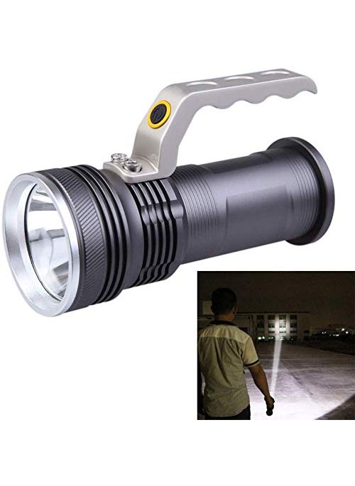 Brezleen Brezleen New Metal 3 Mode Long Beam CREE Rechargeable Led Waterproof Flashlight Torch Max 1800 Lumens Silver Black  - Image 1