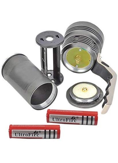 Brezleen Brezleen New Metal 3 Mode Long Beam CREE Rechargeable Led Waterproof Flashlight Torch Max 1800 Lumens Silver Black  - Image 5