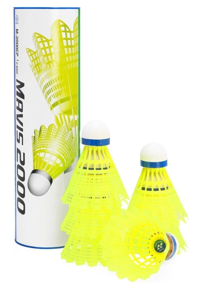 Yonex Mavis 2000 Blue Cap Medium Badminton Shuttlecock 6 Pack - Yellow - Image 4